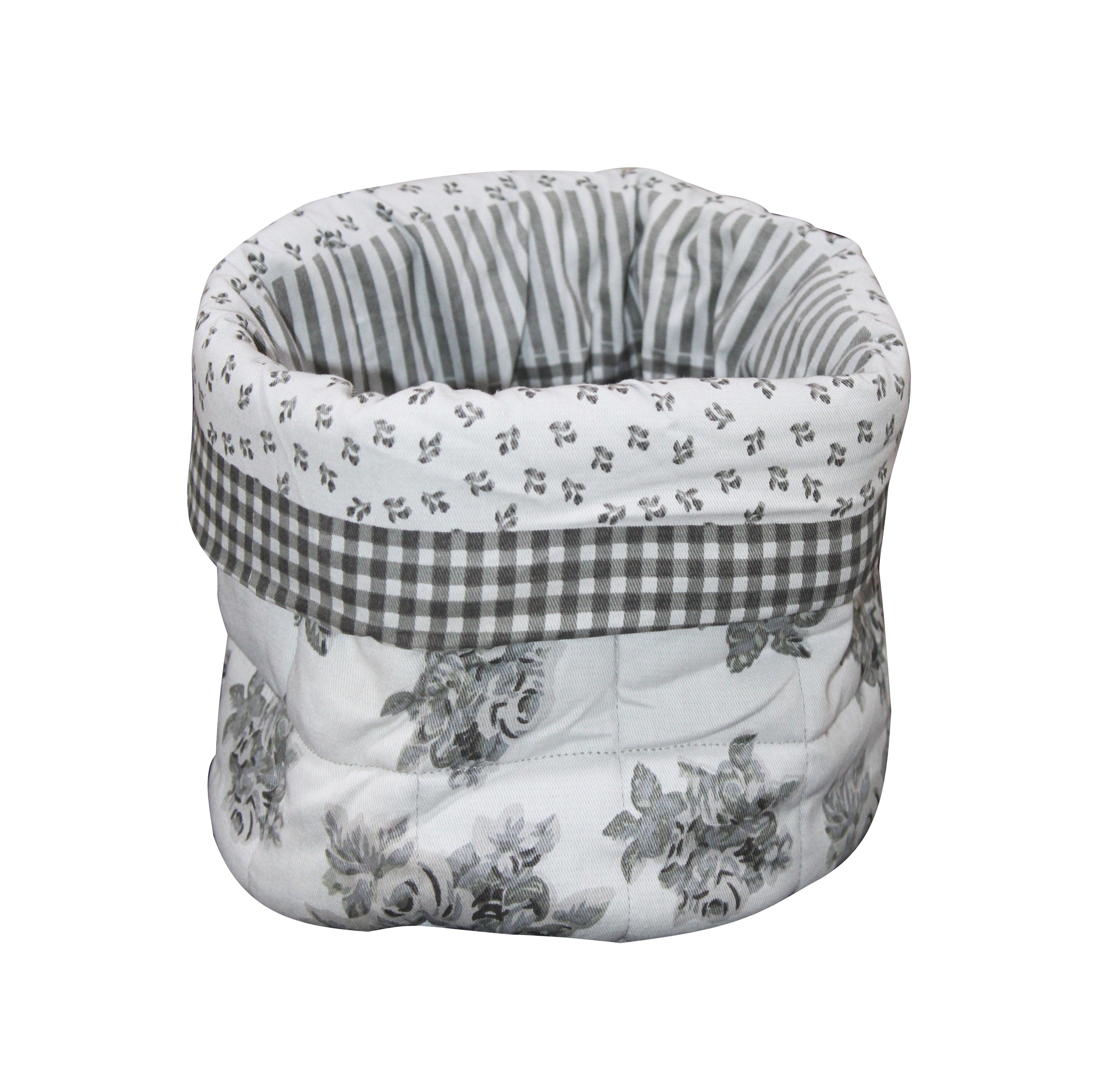 Cotton Black Flower Printed Fruit Basket