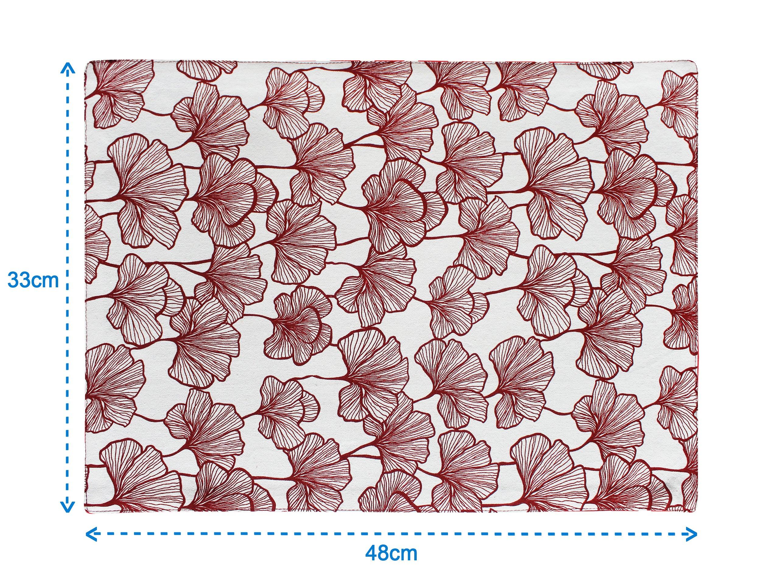 Cotton Single Leaf Maroon Table Placemats Pack Of 4