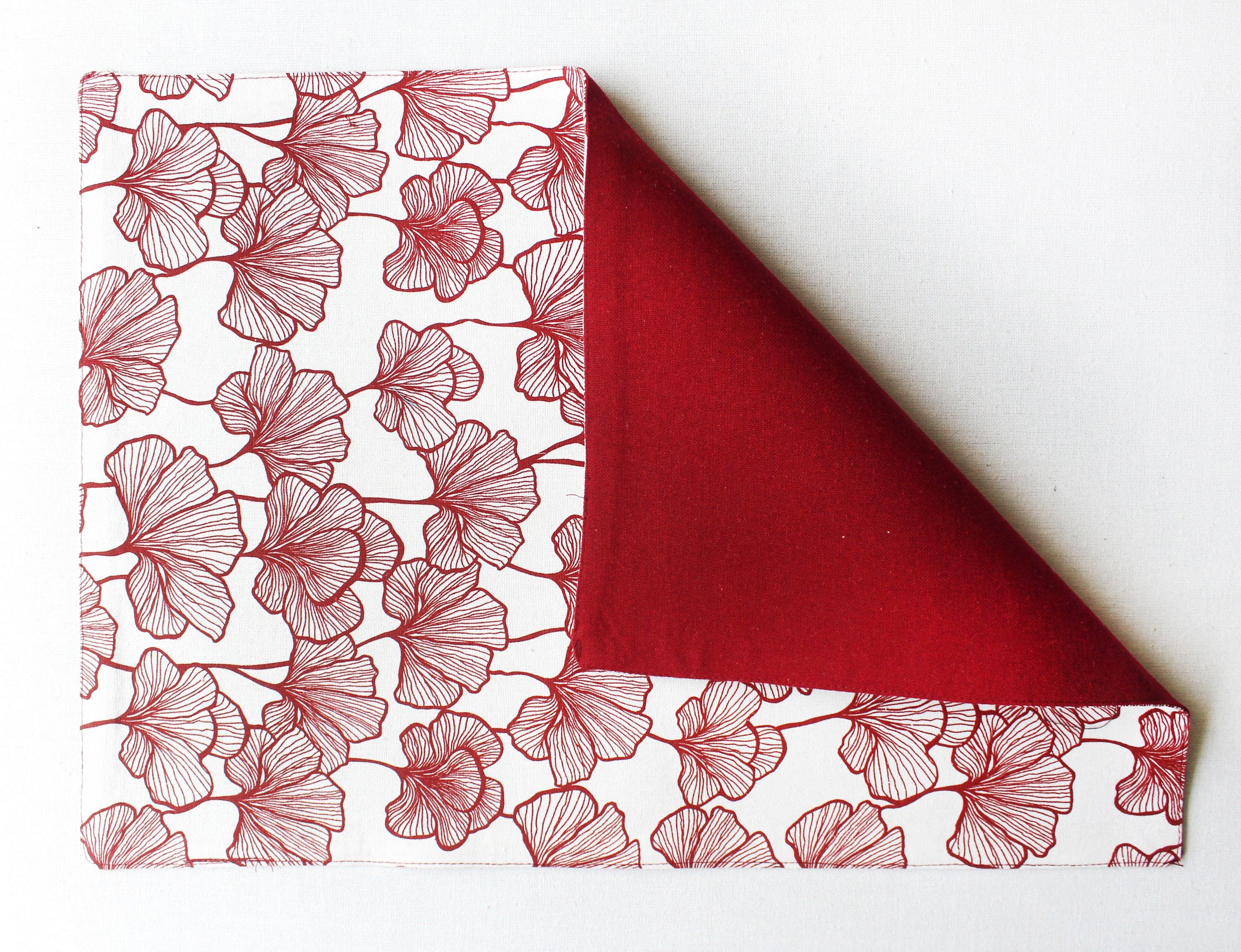 Cotton Single Leaf Maroon Table Placemats Pack Of 4