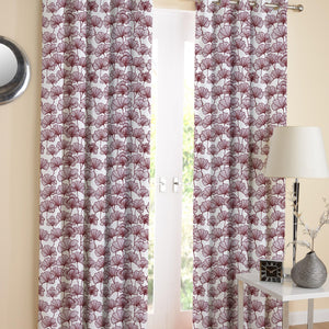 Cotton Single Leaf Maroon Long 9ft Door Curtains Pack Of 2 freeshipping - Airwill