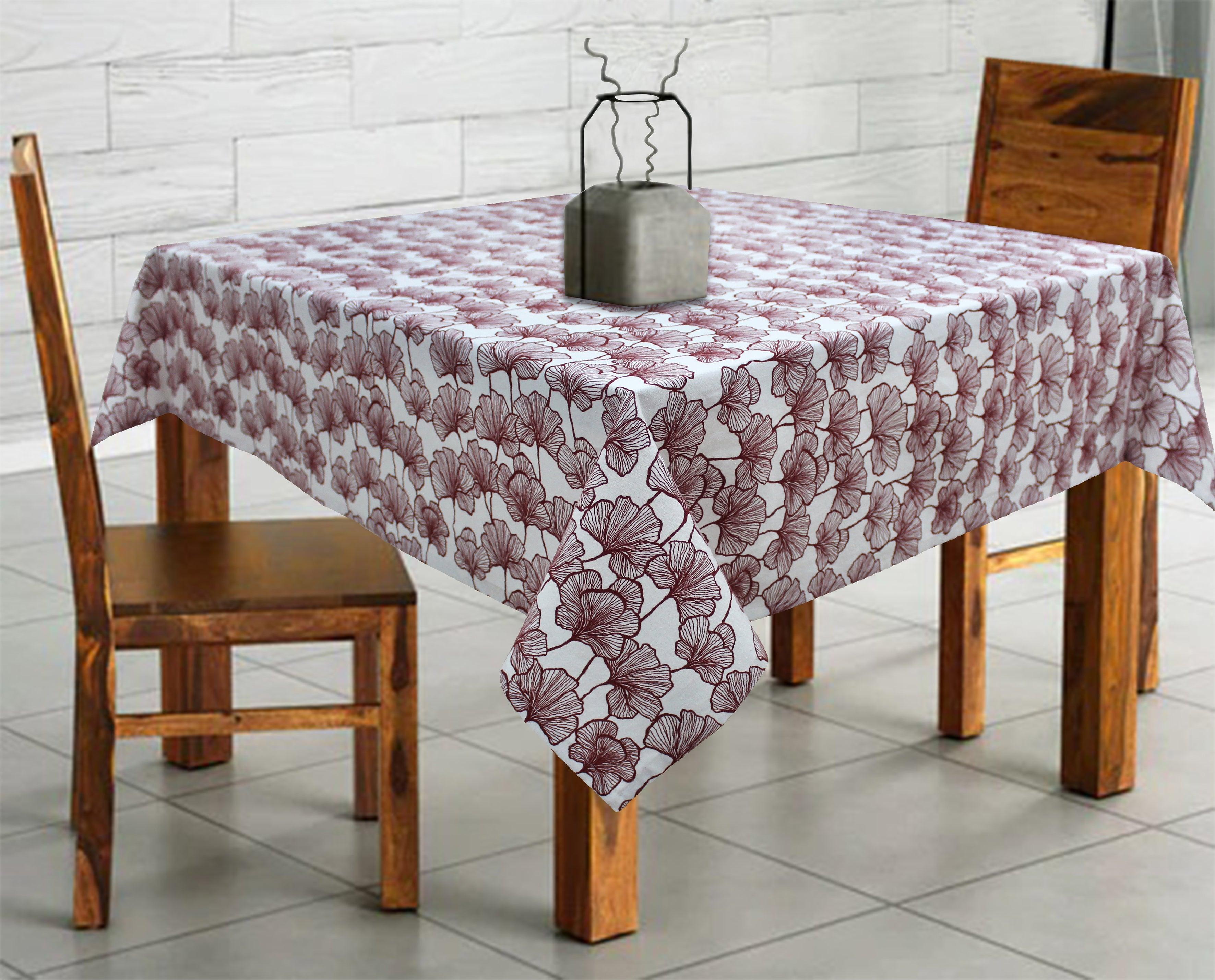 Cotton Single Leaf Maroon 2 Seaters Table Cloths