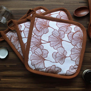 Cotton Single Leaf Brown Pot Holders Pack Of 3 freeshipping - Airwill