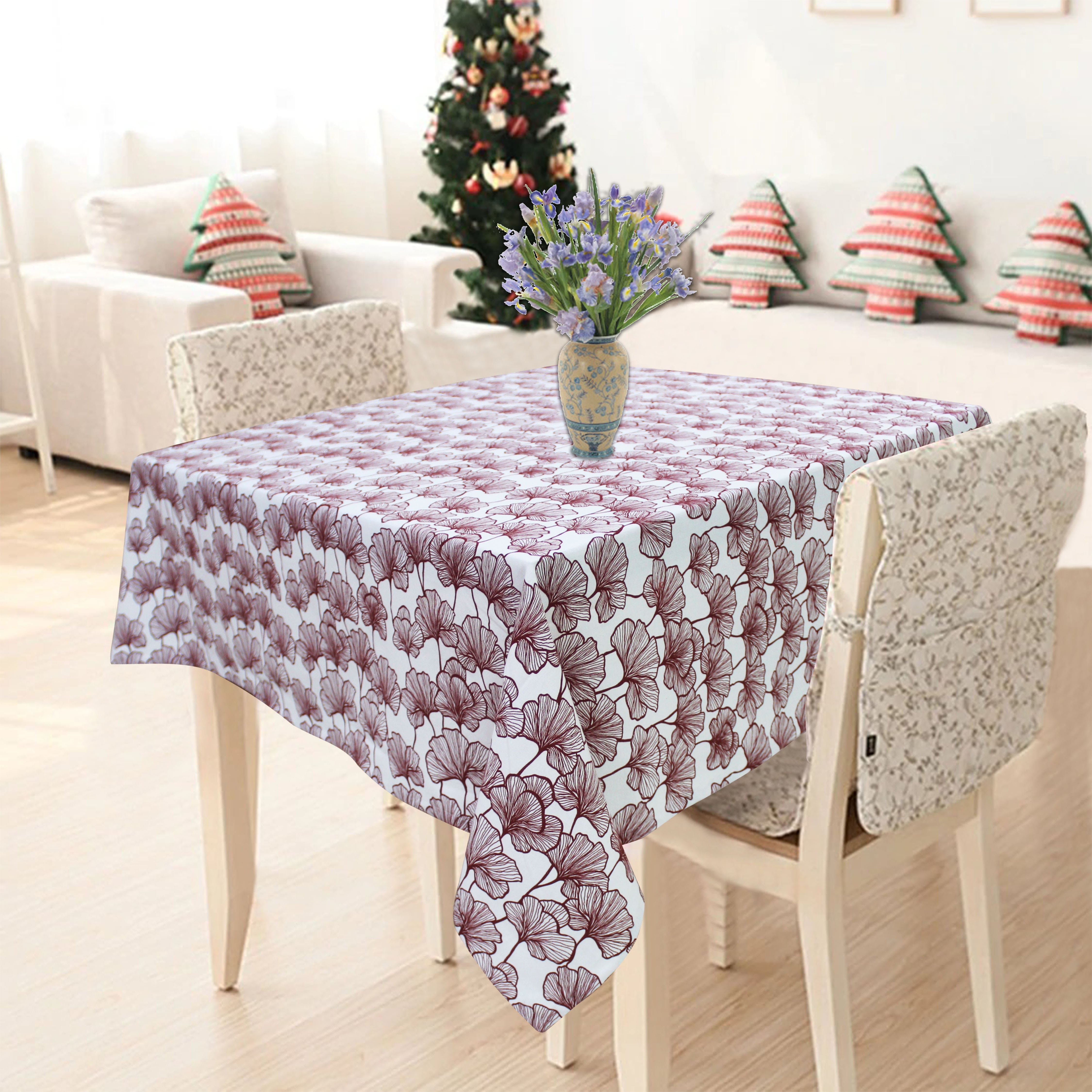 Cotton Single Leaf Maroon 6 Seater Table Cloths