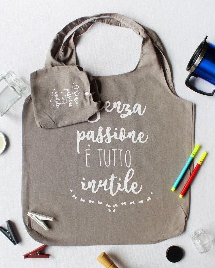 Cotton Ash Grey Passiore Bag In Bag