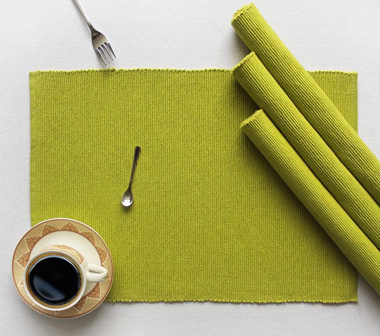 Cotton Solid Apple Green Table Placemats Pack Of 4