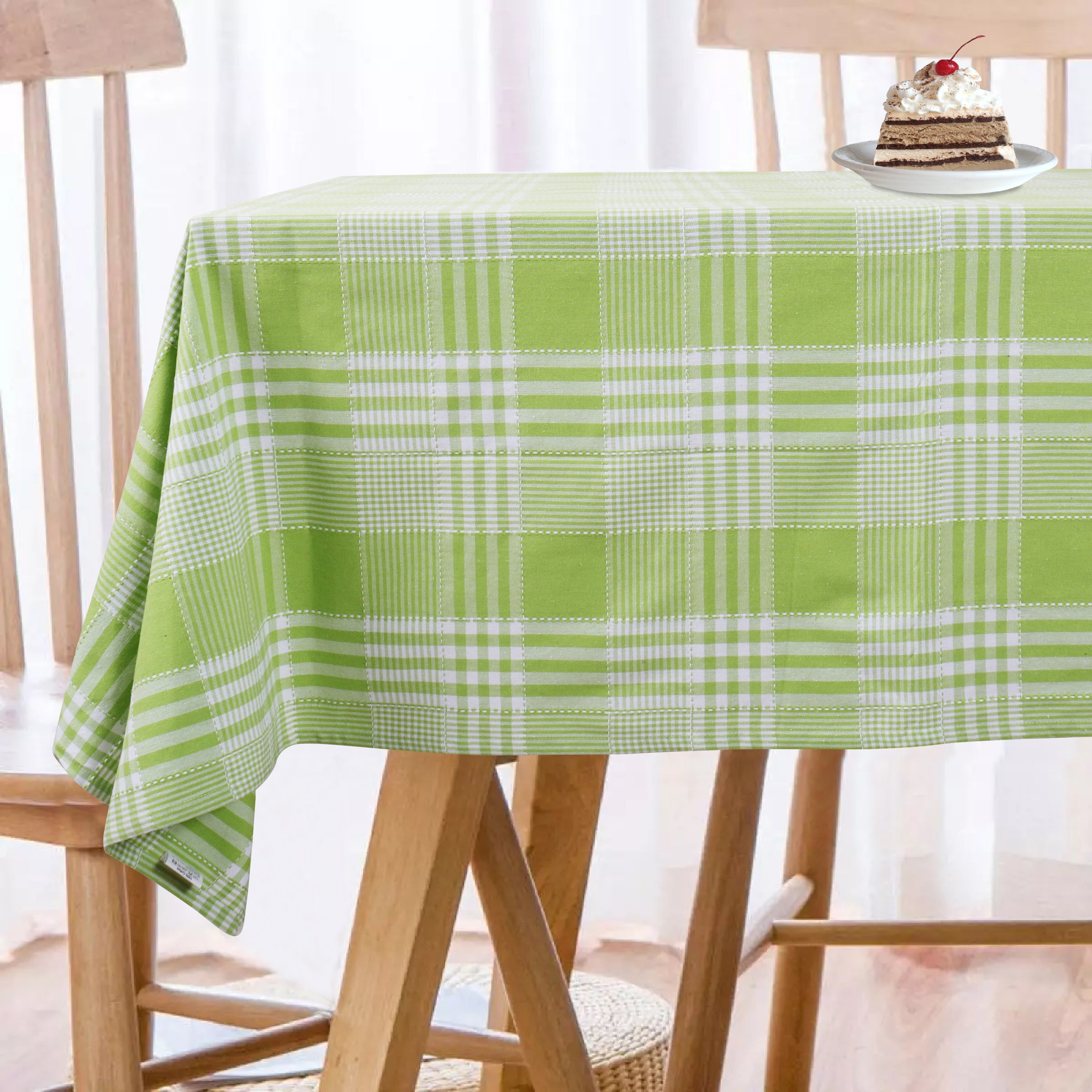 Cotton Track Dobby Green 8 Seater Table Cloths