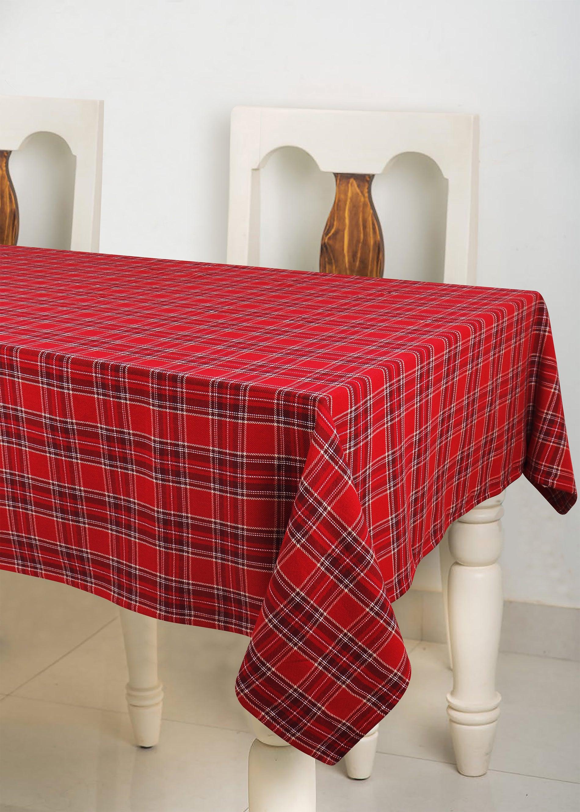 Cotton Xmas Big Red Check  6 Seater Table Cloths