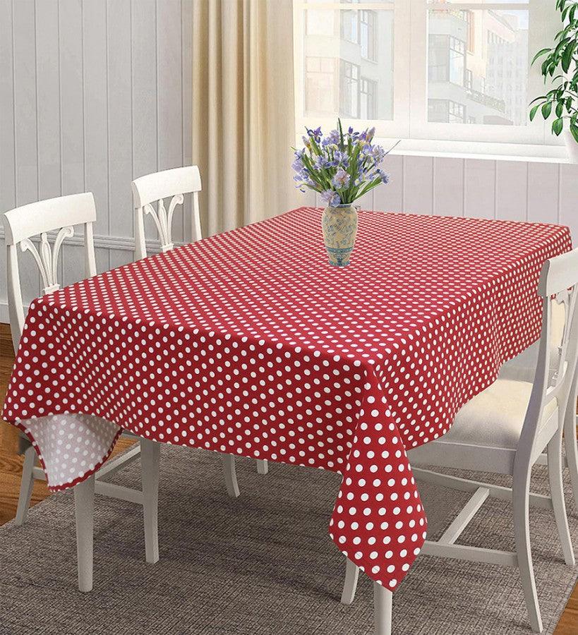 Cotton Polka Dot Red 4 Seater Table Cloths