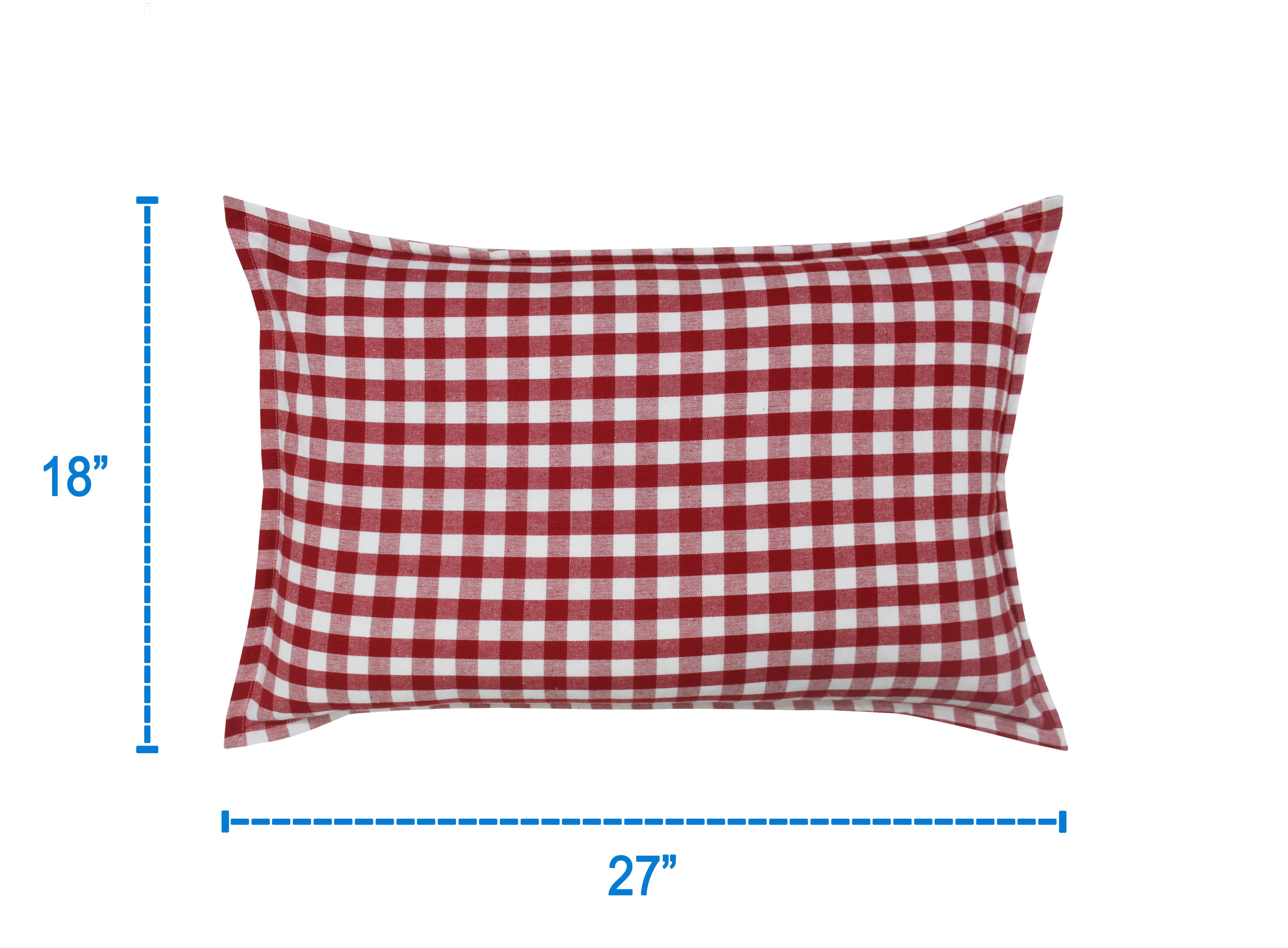 Cotton Gingham Check Red Pillow Covers Pack Of 2