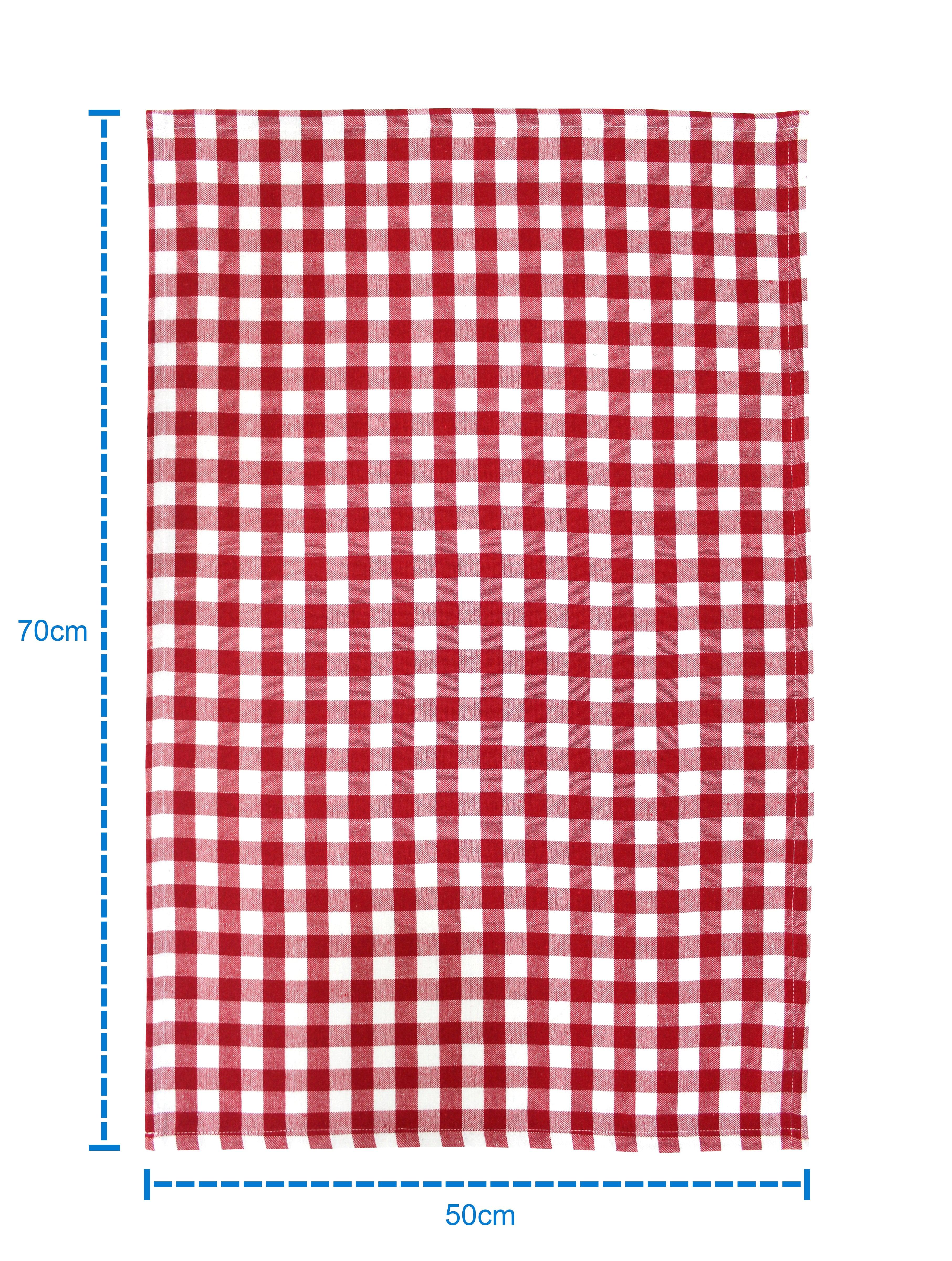 Cotton Gingham Check Red Kitchen Towels Pack Of 4