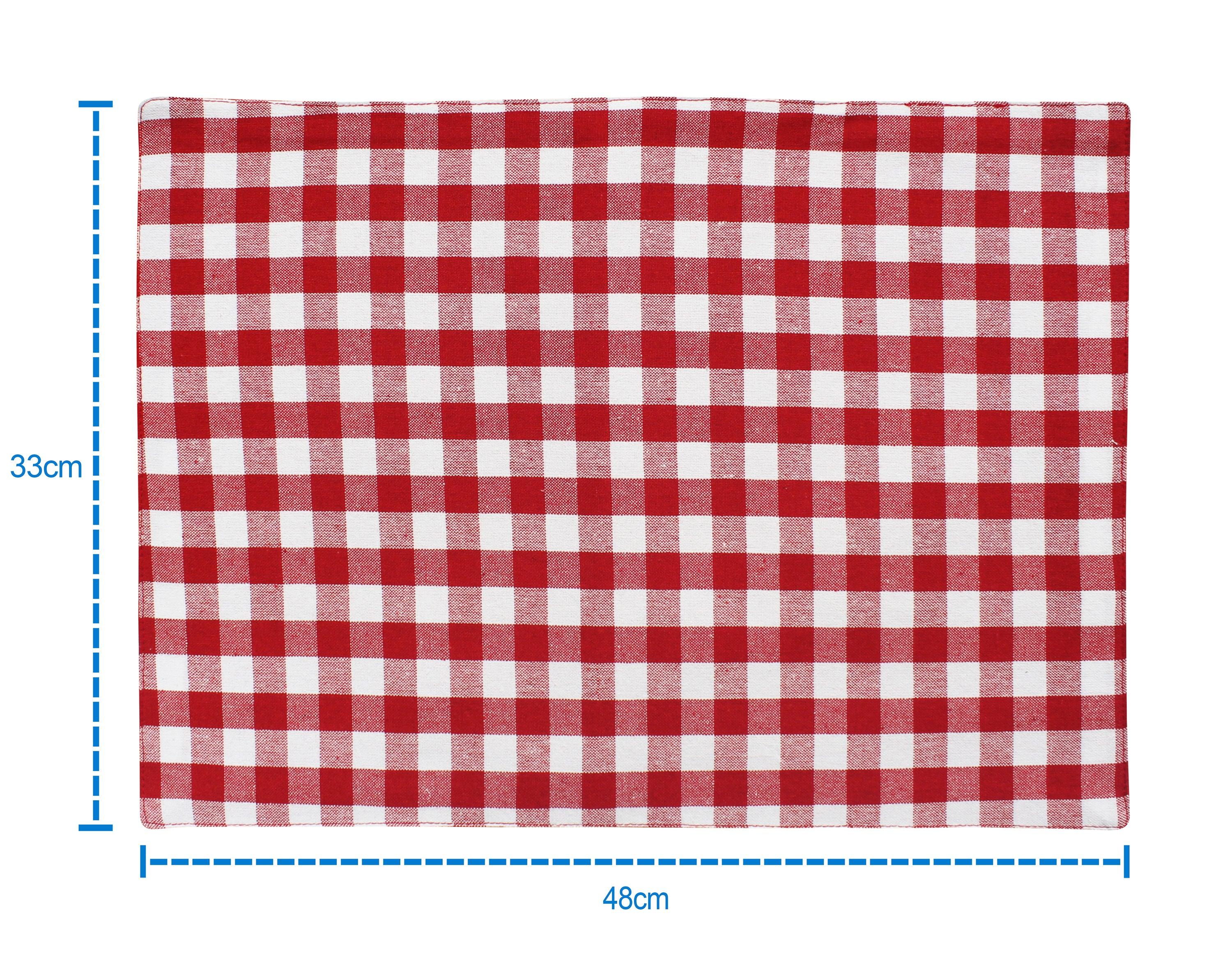 Cotton Gingham Check Red Table Placemats Pack Of 4