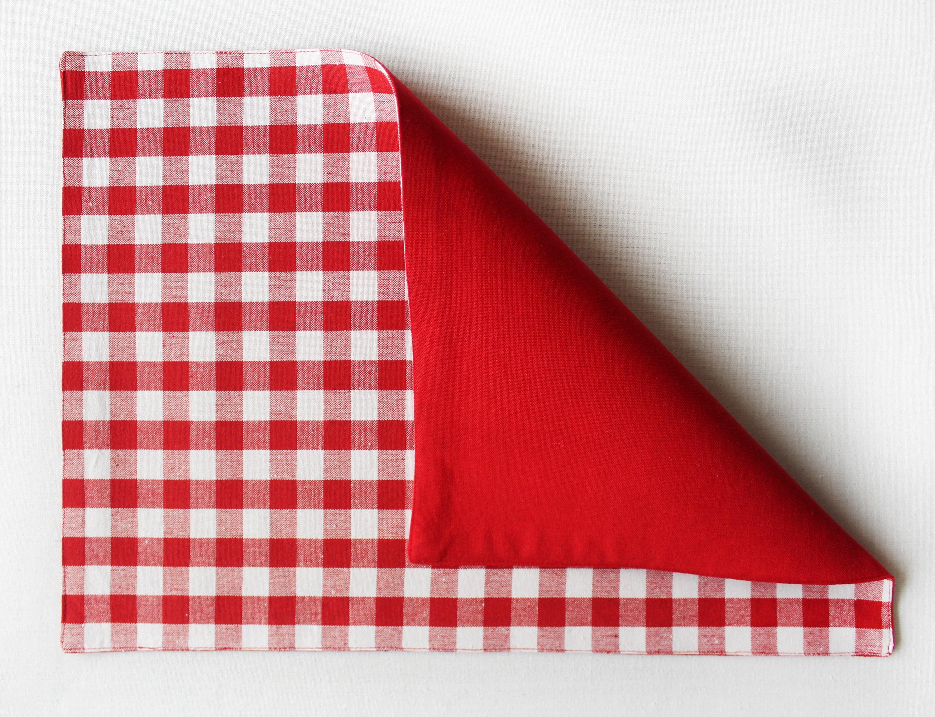 Cotton Gingham Check Red Table Placemats Pack Of 4