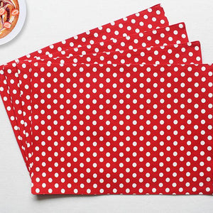 Cotton Red Polka Dot Table Placemats Pack Of 4 freeshipping - Airwill