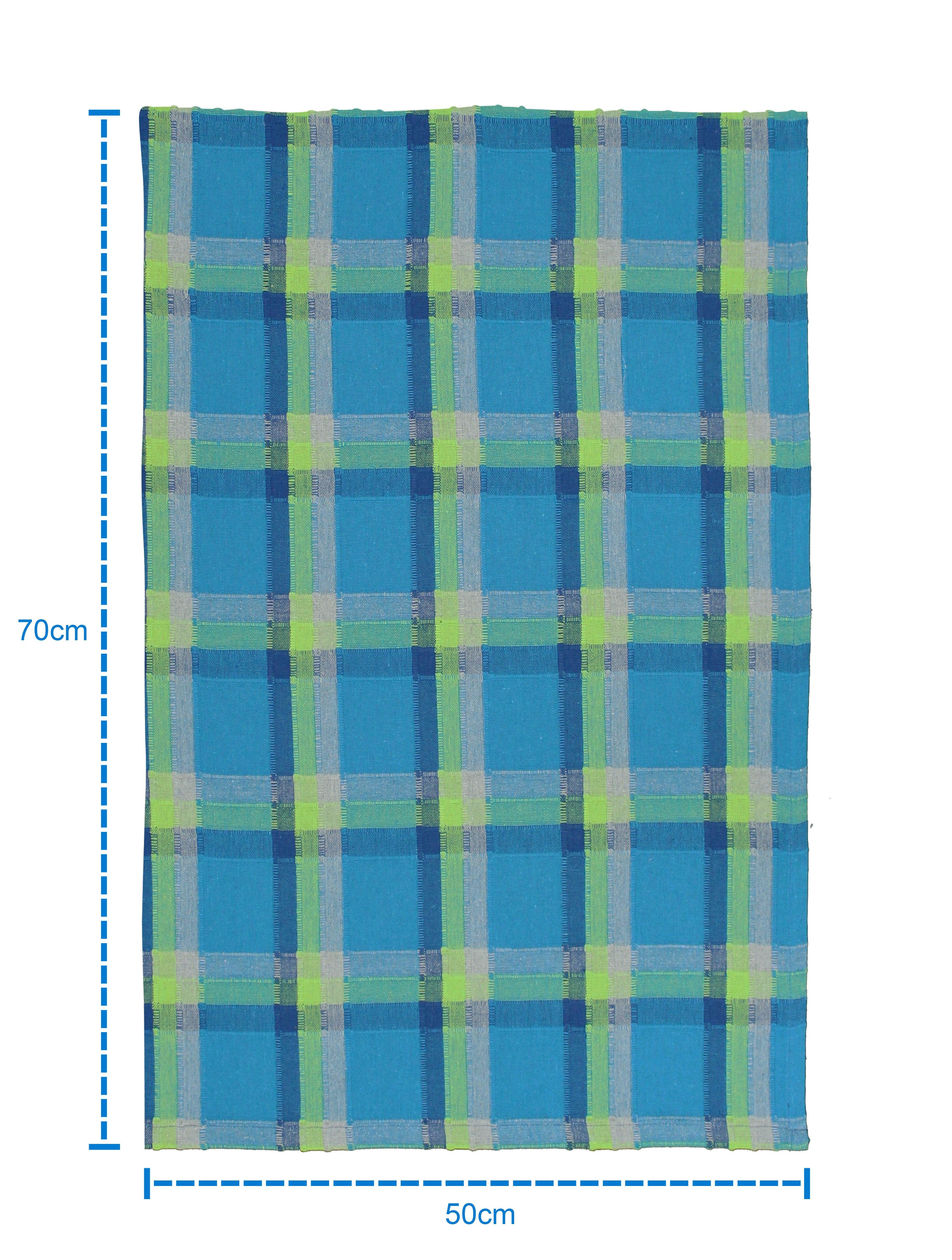 Cotton Iran Check Blue Kitchen Towels Pack Of 4