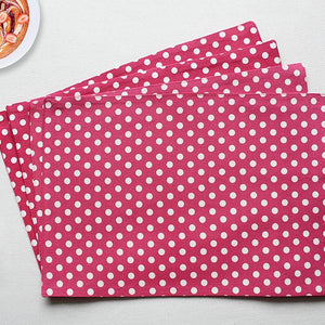 Cotton Pink Polka Dot Table Placemats Pack Of 4 freeshipping - Airwill