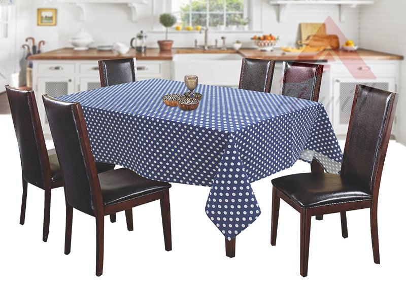 Cotton Blue Polka Dot 6 Seater Table Cloths