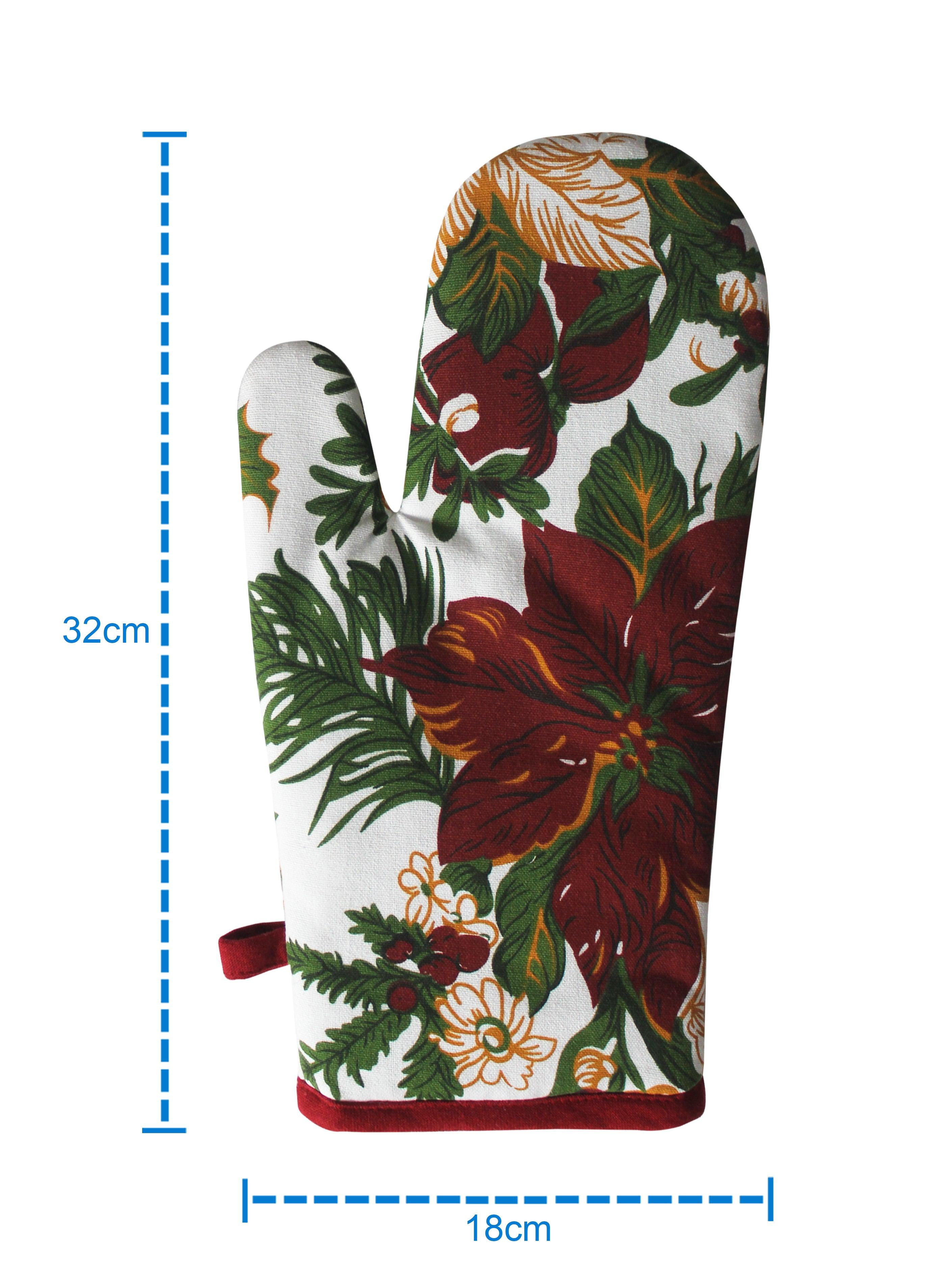 Cotton Maroon Flower Oven Gloves Pack of 2