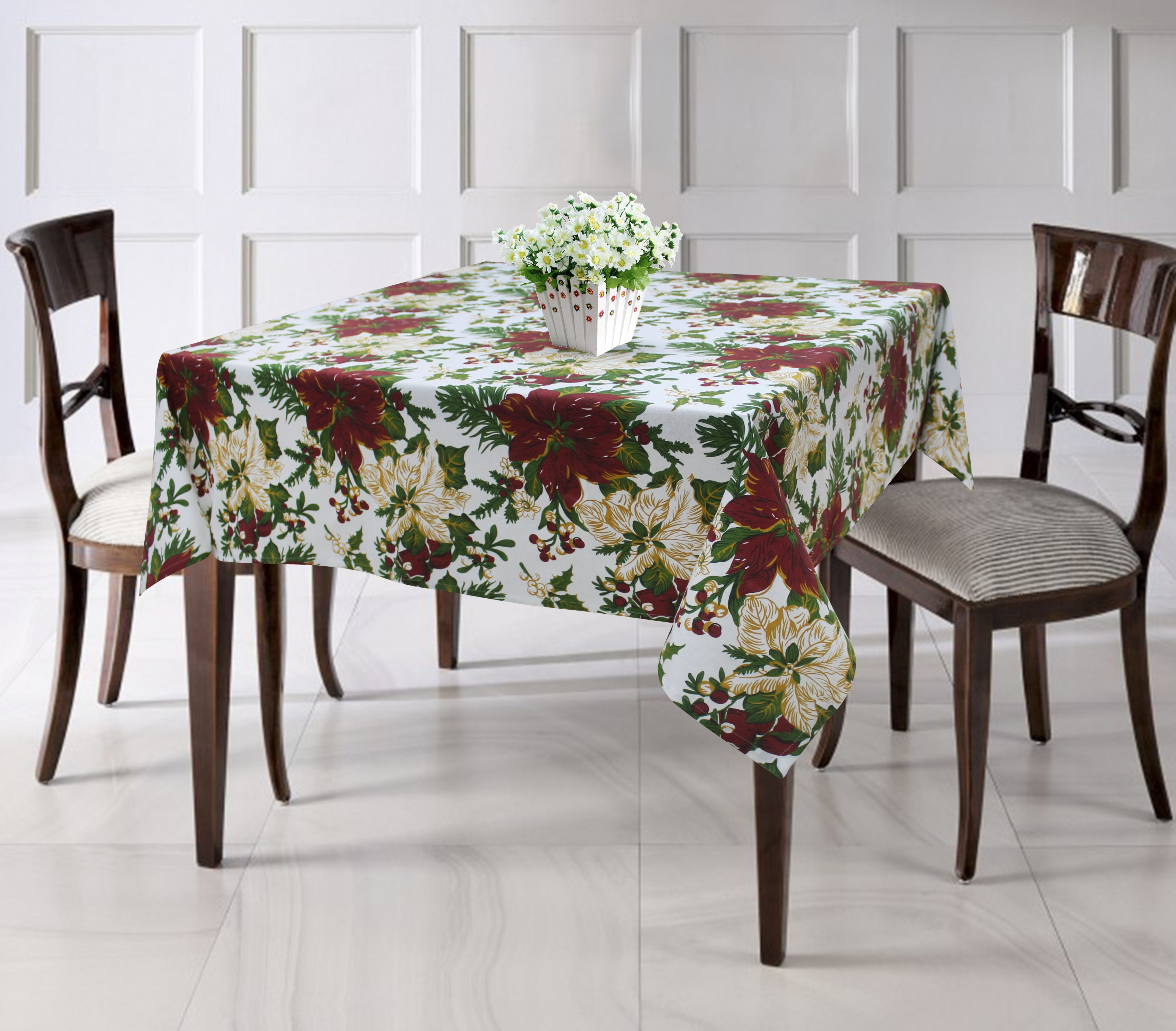 Cotton Maroon Floral 8 Seater Table Cloths
