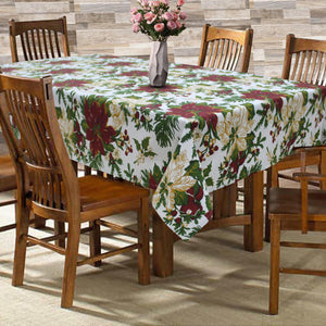 Cotton Maroon Floral 6 Seater Table Cloths Pack Of 1 freeshipping - Airwill
