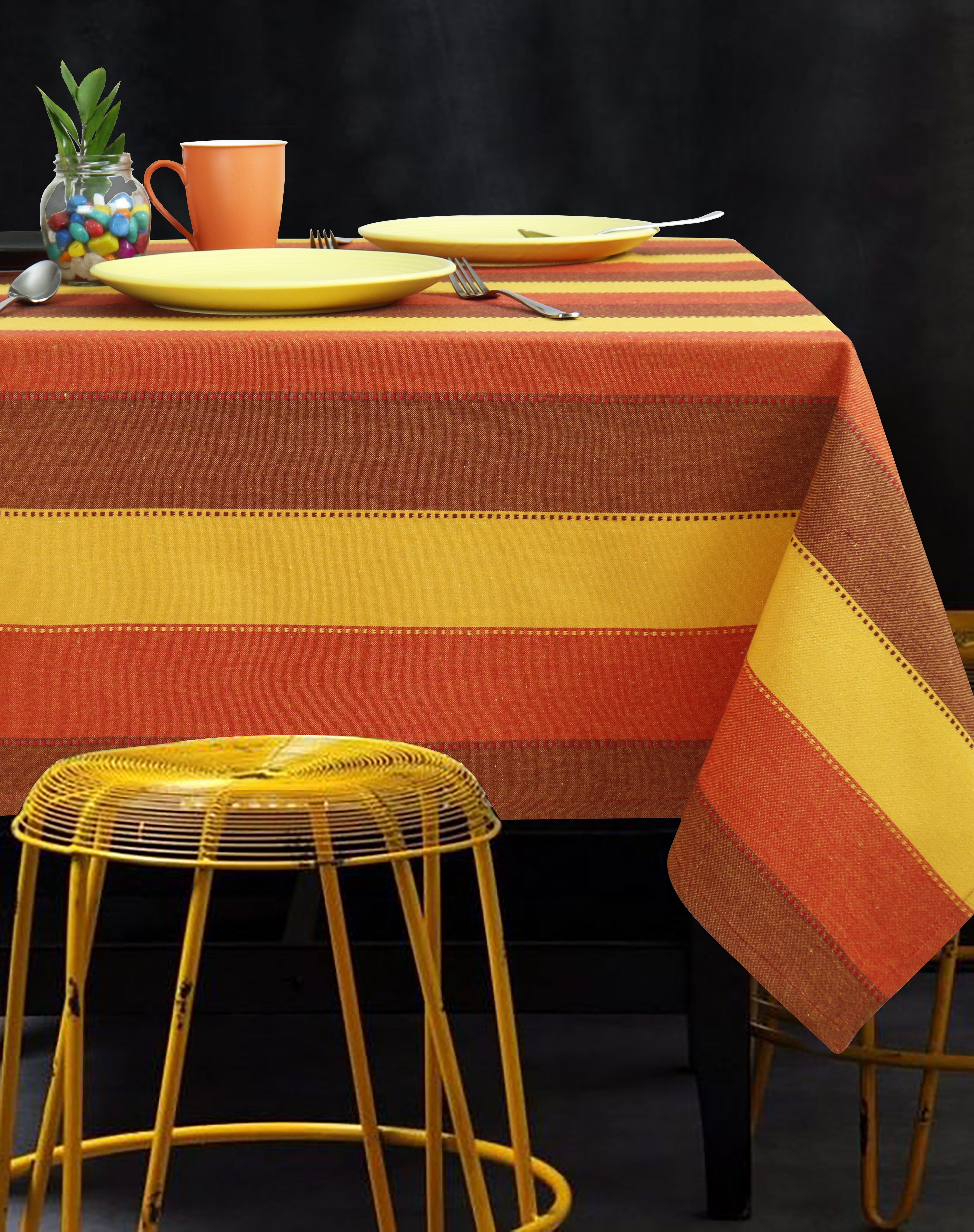 Cotton Dobby Stripe 4 Seater Table Cloths