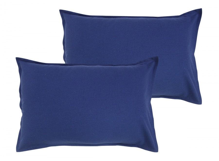 Cotton Solid Blue Pillow Covers Pack Of 2