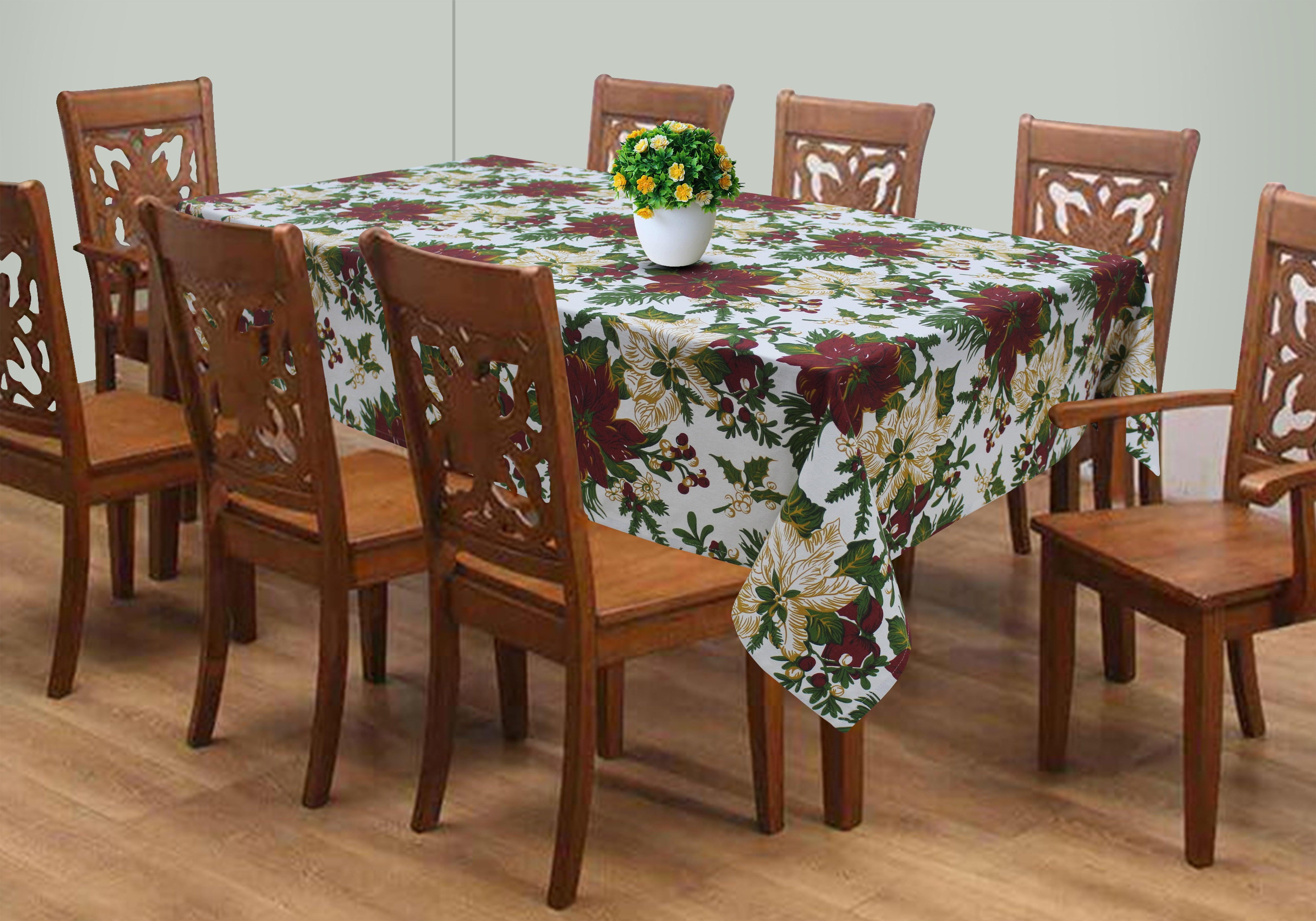 Cotton Maroon Floral 8 Seater Table Cloths