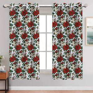 Cotton Maroon Flower 5ft Window Curtains Pack Of 2 freeshipping - Airwill