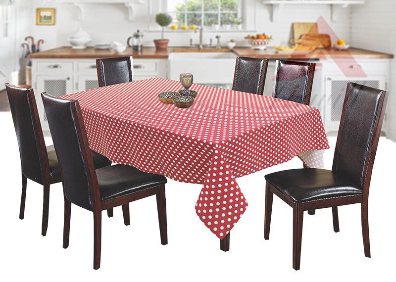 Cotton Red Polka Dot 6 Seater Table Cloths