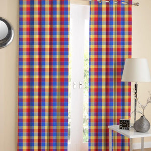 Cotton Adukalam Check 7ft Door Curtains Pack Of 2 freeshipping - Airwill