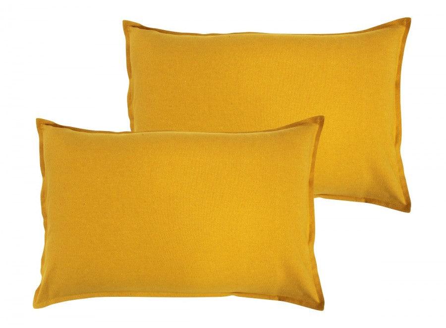 Cotton Solid Yellow Pillow Covers Pack Of 2