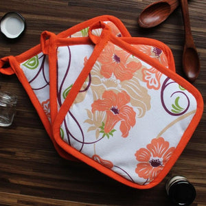 Cotton Orange Flower Pot Holders Pack Of 3 freeshipping - Airwill