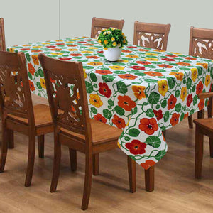 Cotton Green & Orange Floral 8 Seater Table Cloths Pack Of 1 freeshipping - Airwill