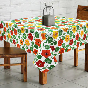 Cotton Green & Orange Floral 2 Seater Table Cloths Pack Of 1 freeshipping - Airwill