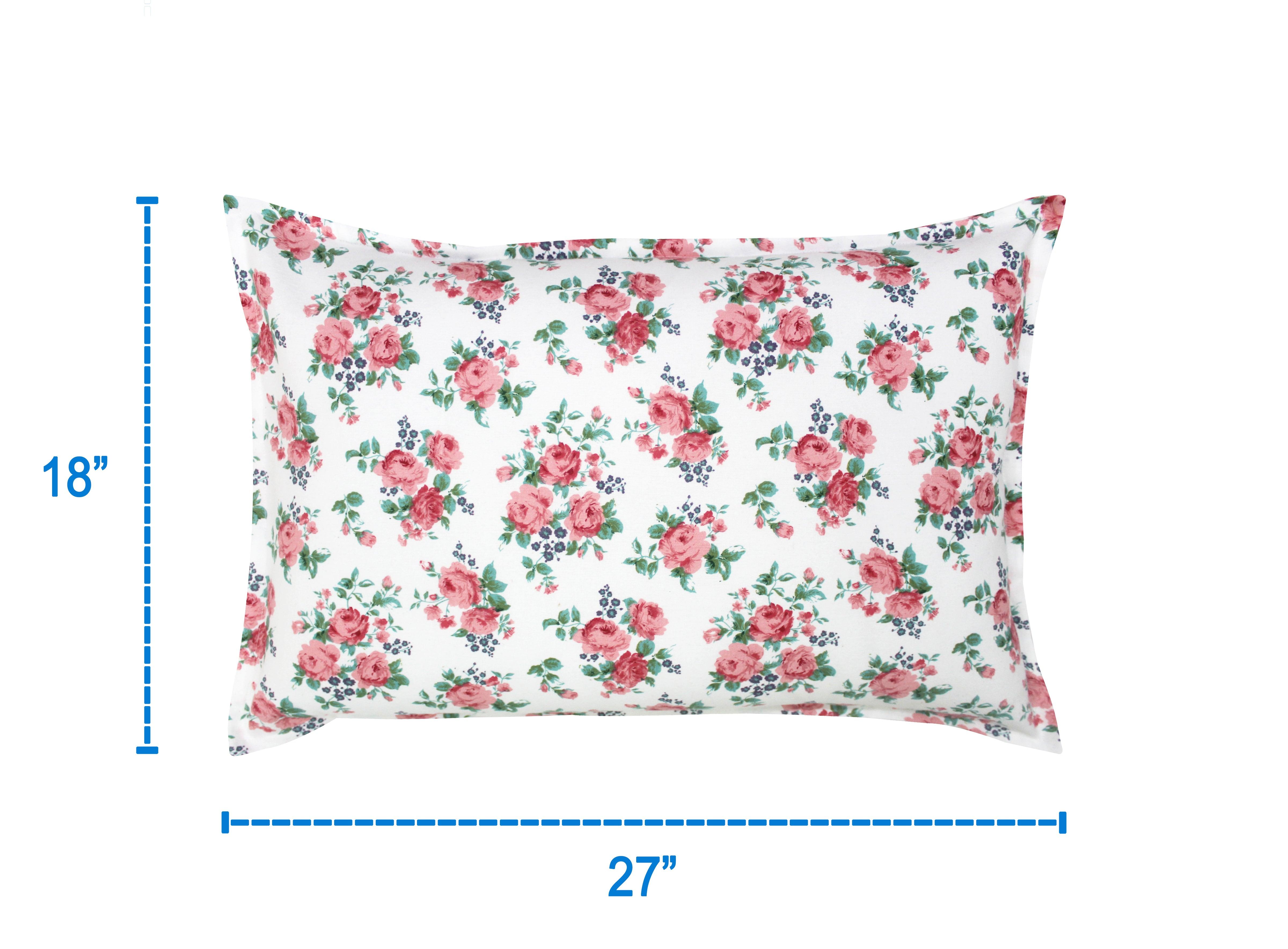 Cotton Small Pink Rose Pillow Covers Pack Of 2