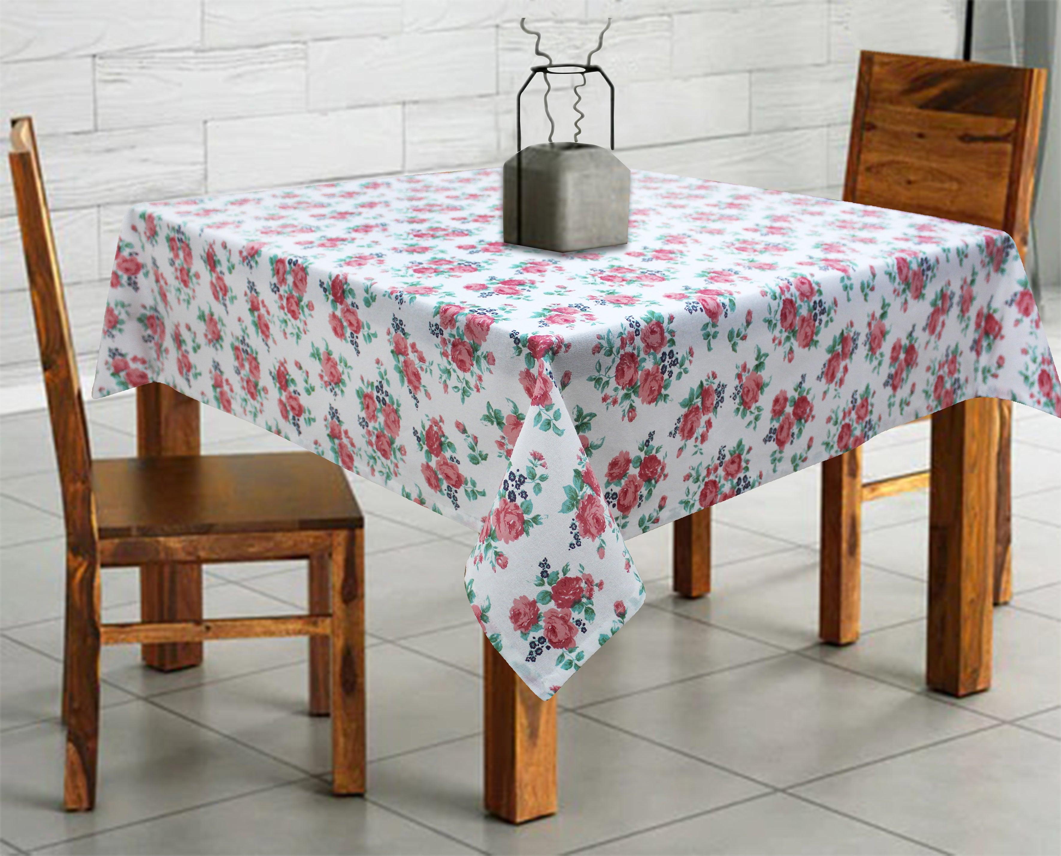 Cotton Small Pink Rose Flower 2 Seaters Table Cloths