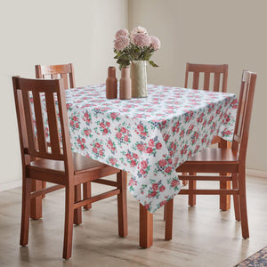Cotton Small Pink Rose Flower 4 Seater Table Cloths Pack Of 1 freeshipping - Airwill