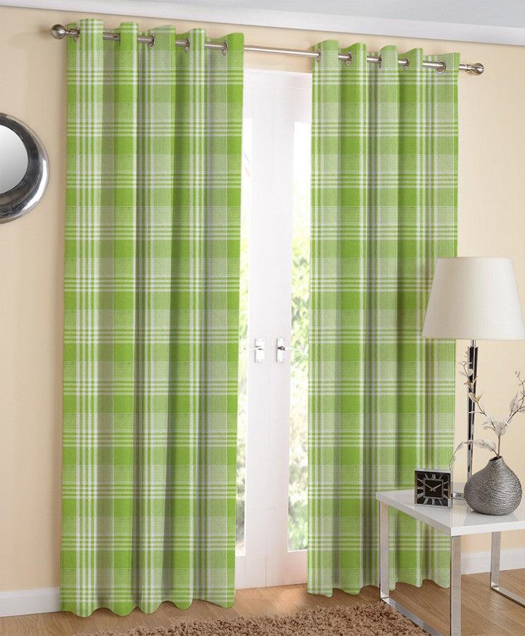 Cotton Track Dobby Green 7ft Door Curtains Pack Of 2