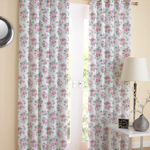 Cotton Small Pink Rose Flower Long 9ft Door Curtains Pack Of 2 freeshipping - Airwill