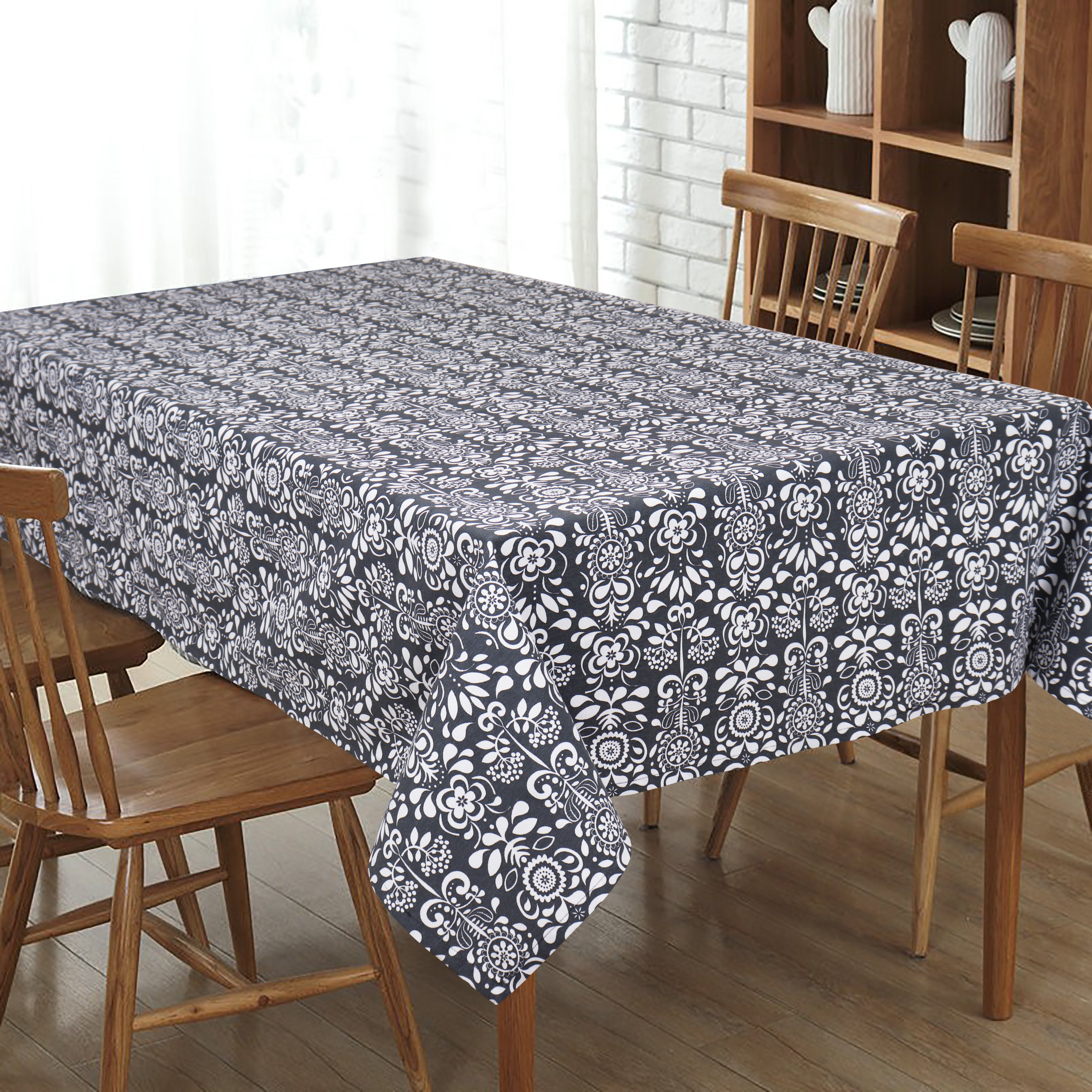 Cotton Grey Damask 4 Seater Table Cloths