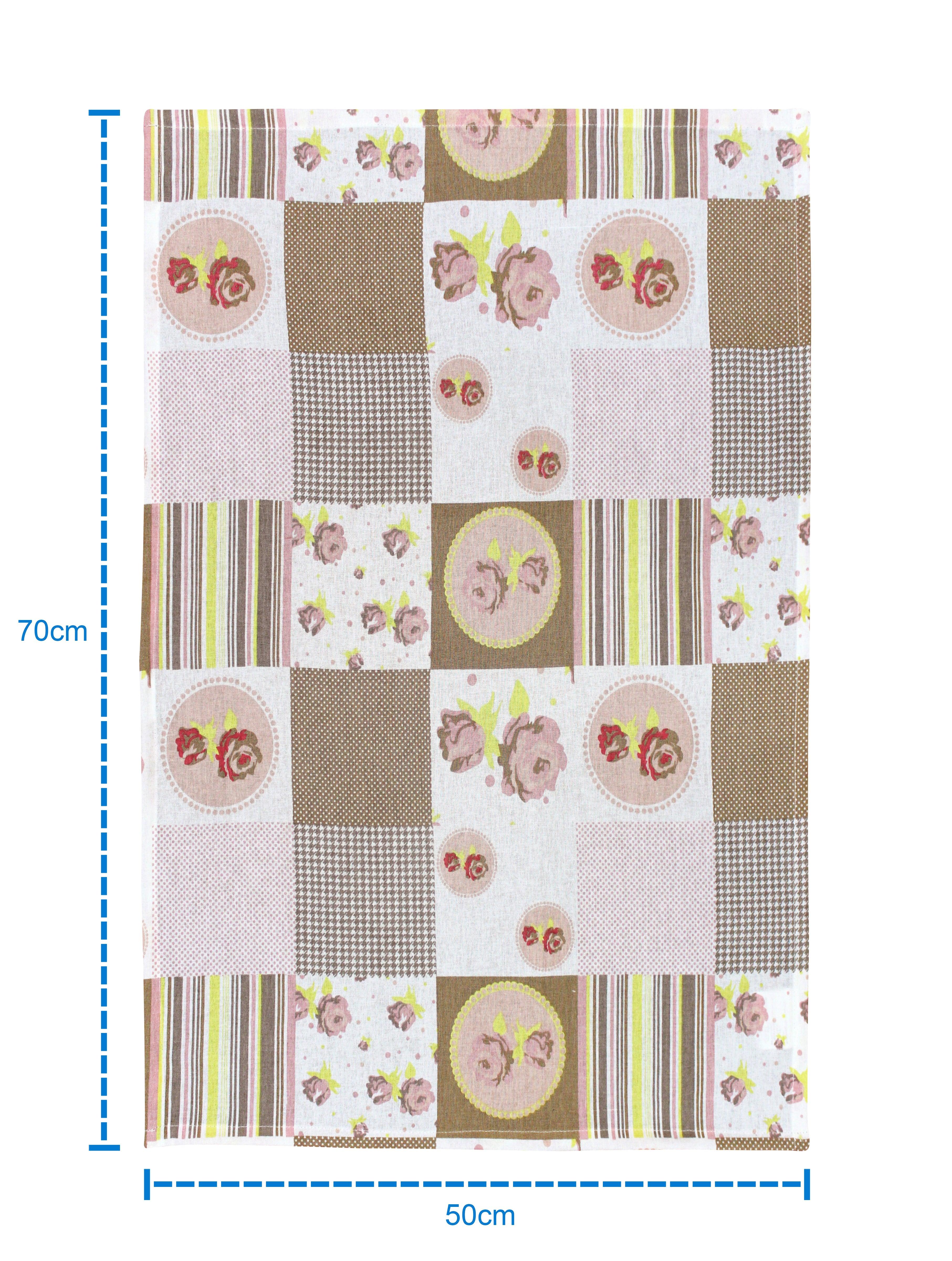 Cotton Check Flower Kitchen Towels Pack Of 4