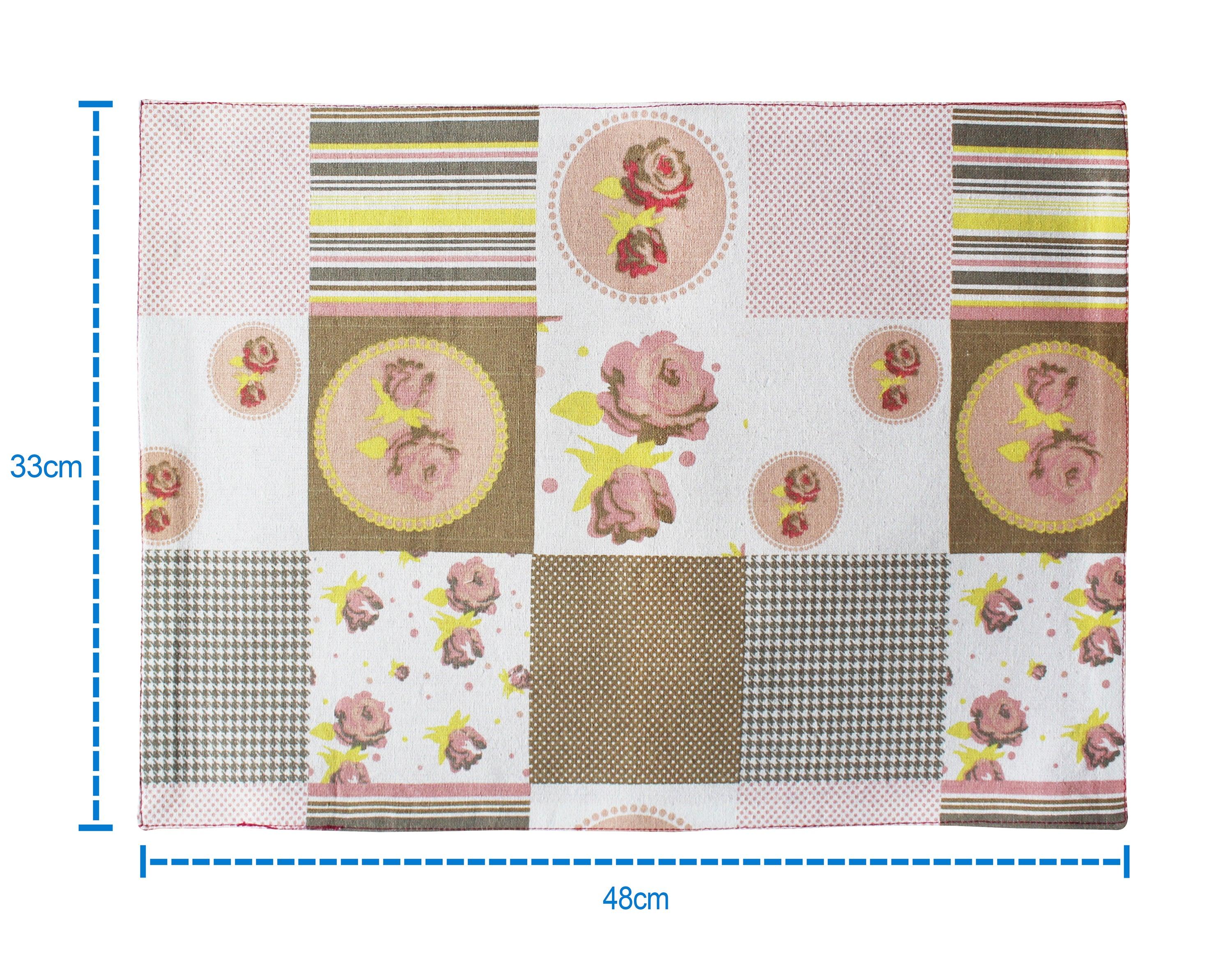 Cotton Check Flower Table Placemats Pack Of 4