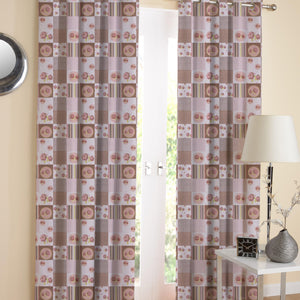 Cotton Check Floral Long 9ft Door Curtains Pack Of 2 freeshipping - Airwill