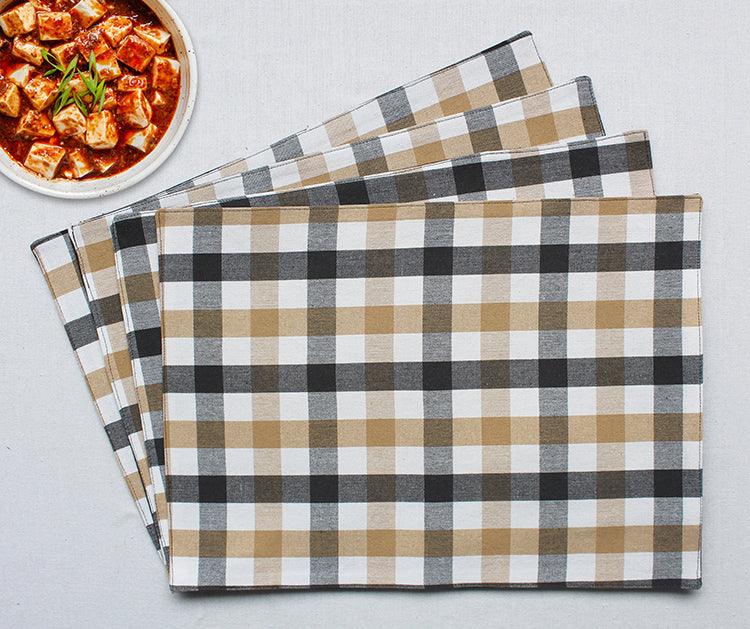 Cotton Lanfranki Grey Check Table Placemats Pack Of 4