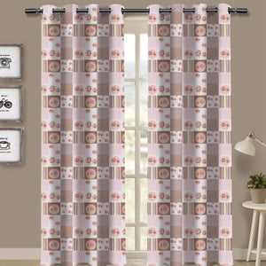 Cotton Check Floral 7ft Door Curtains Pack Of 2 freeshipping - Airwill