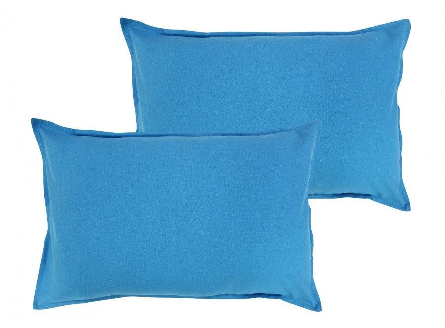 Cotton Solid Turquoise Blue Pillow Covers Pack Of 2