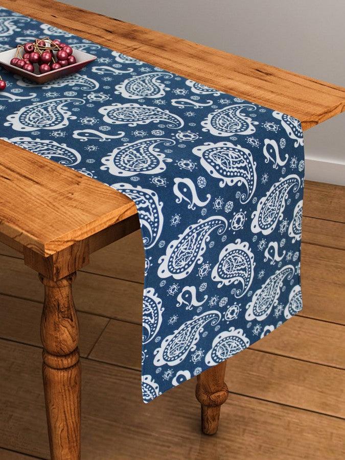 Cotton Blue Paislay Table Runner