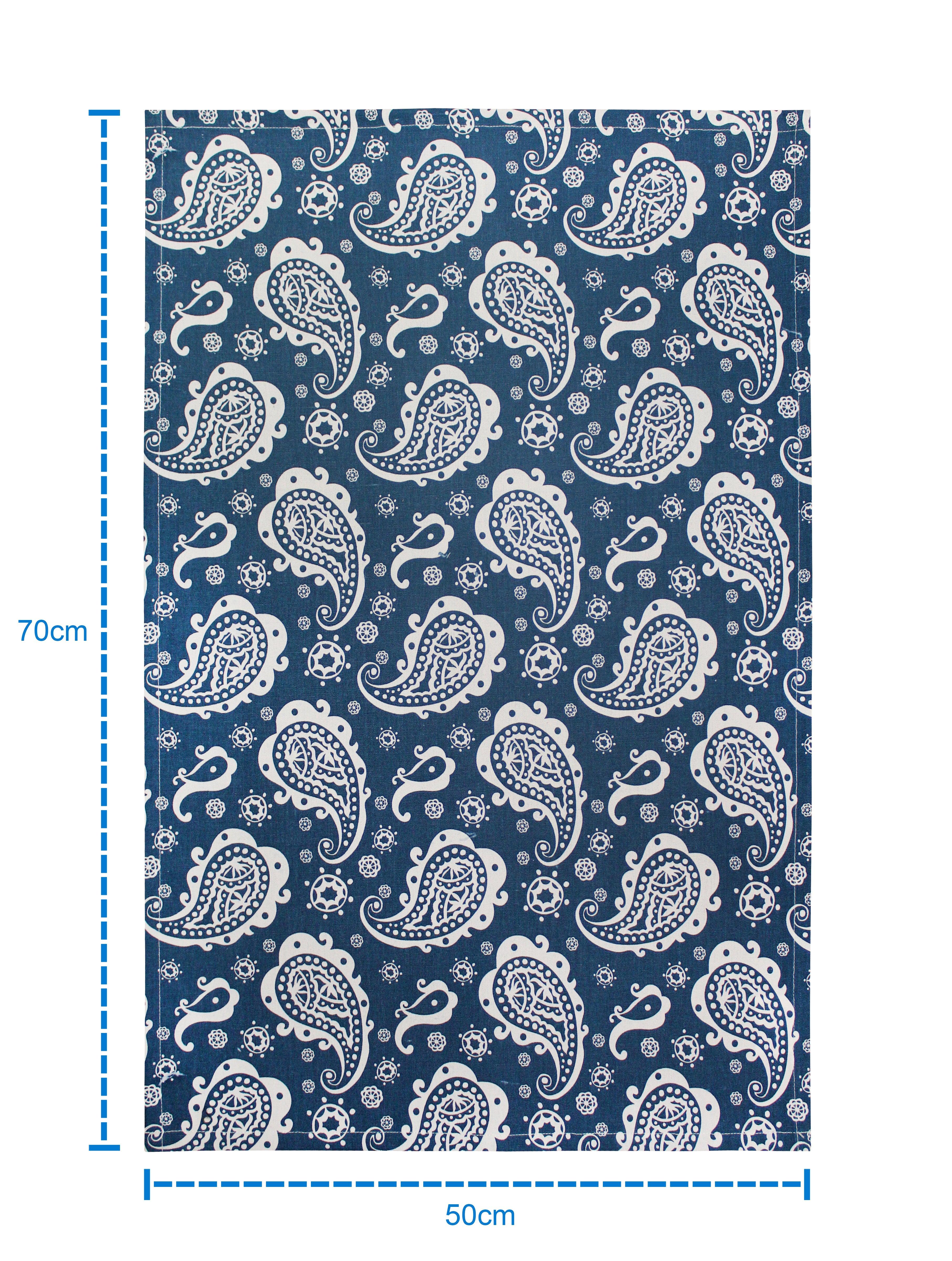 Cotton Blue Paislay Kitchen Towels Pack Of 4