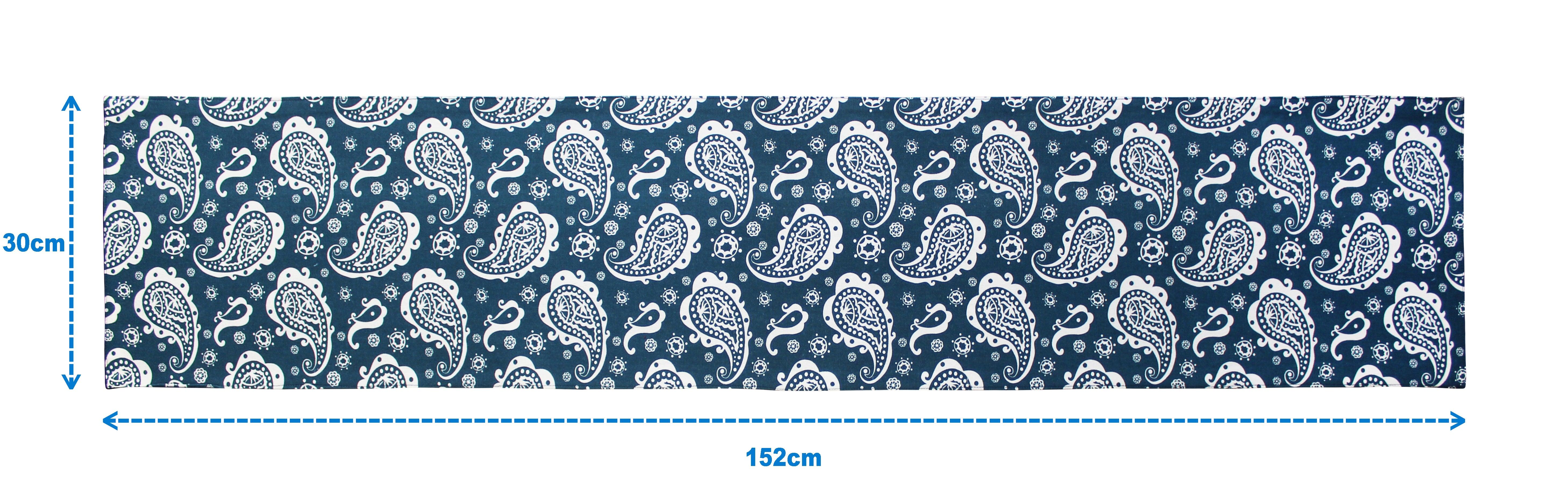 Cotton Blue Paislay Table Runner