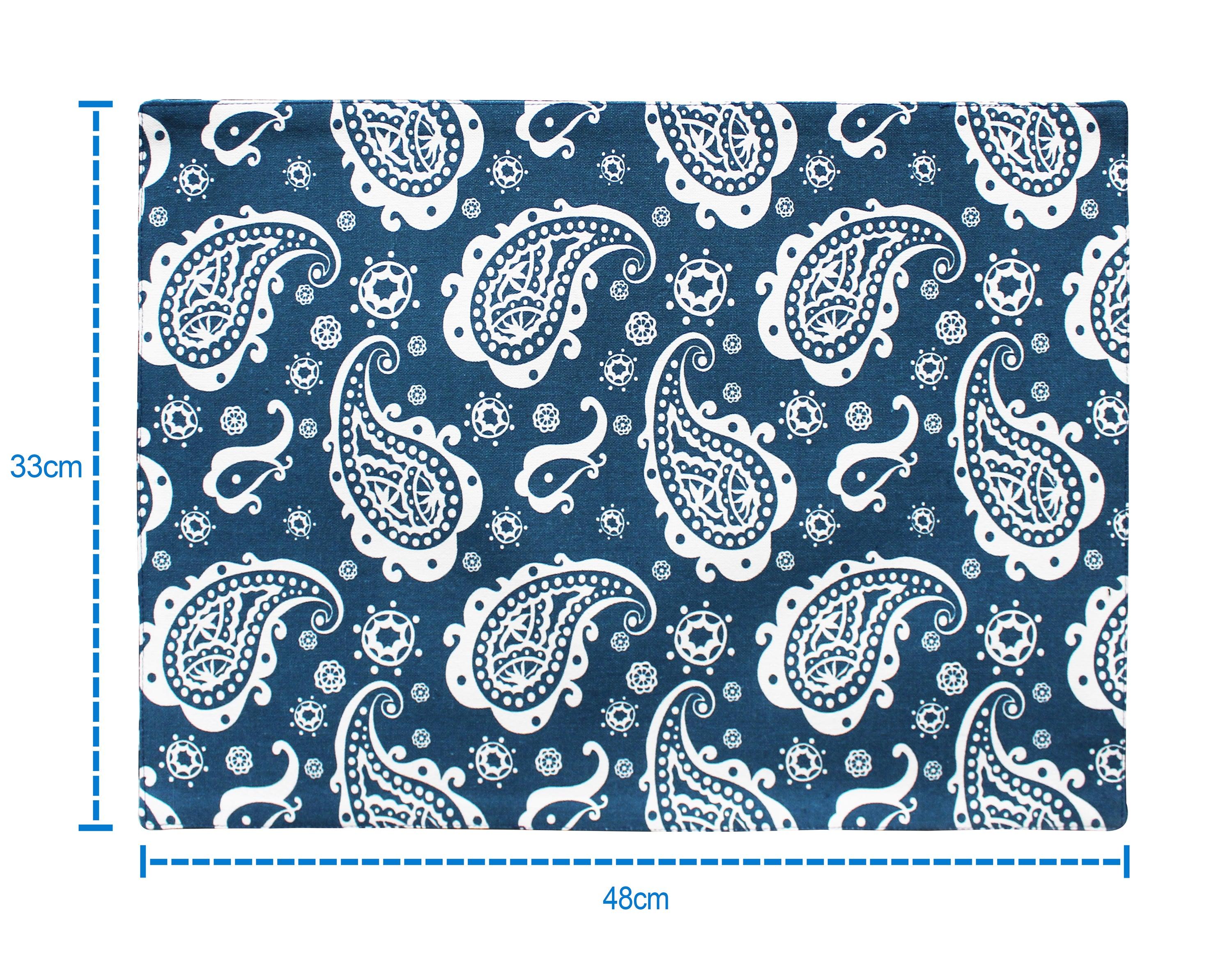 Cotton Blue Paislay Table Placemats Pack Of 4