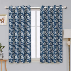 Cotton Blue Paislay 5ft Window Curtains Pack Of 2 freeshipping - Airwill